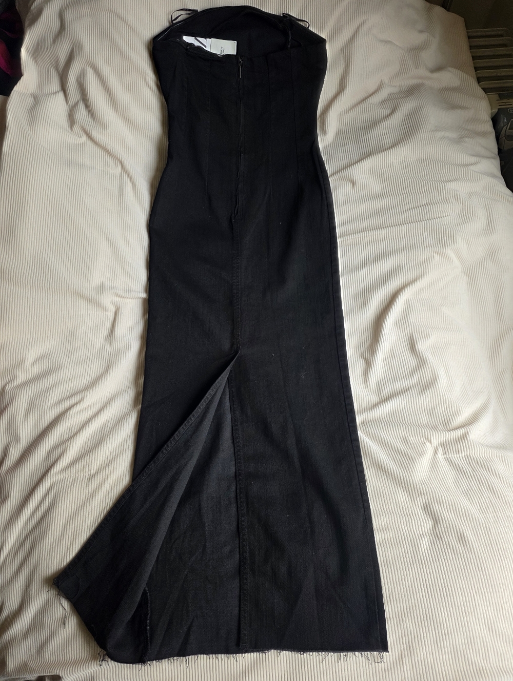 ZARA STRAPLESS FITTED DENIM DRESS FRAYED BLack BNWT - Picture 4 of 16
